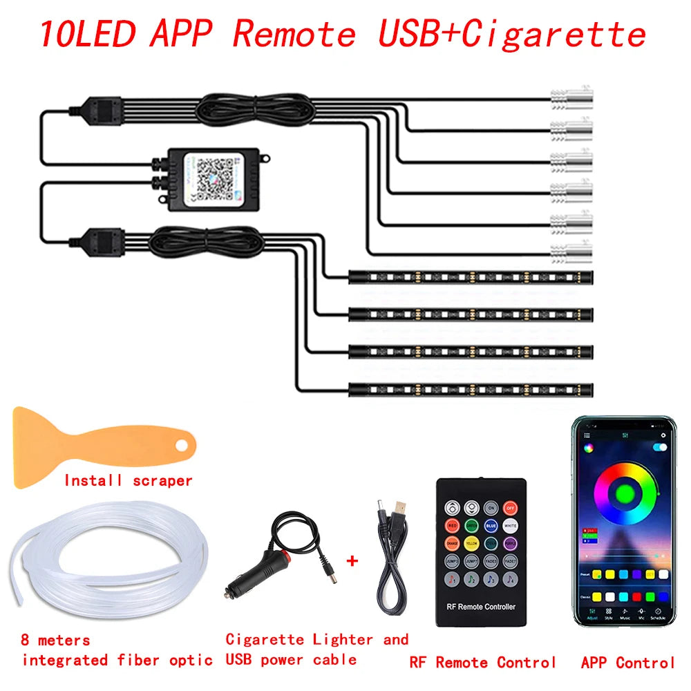 Kit d'éclairage d'ambiance LED pour intérieur de voiture