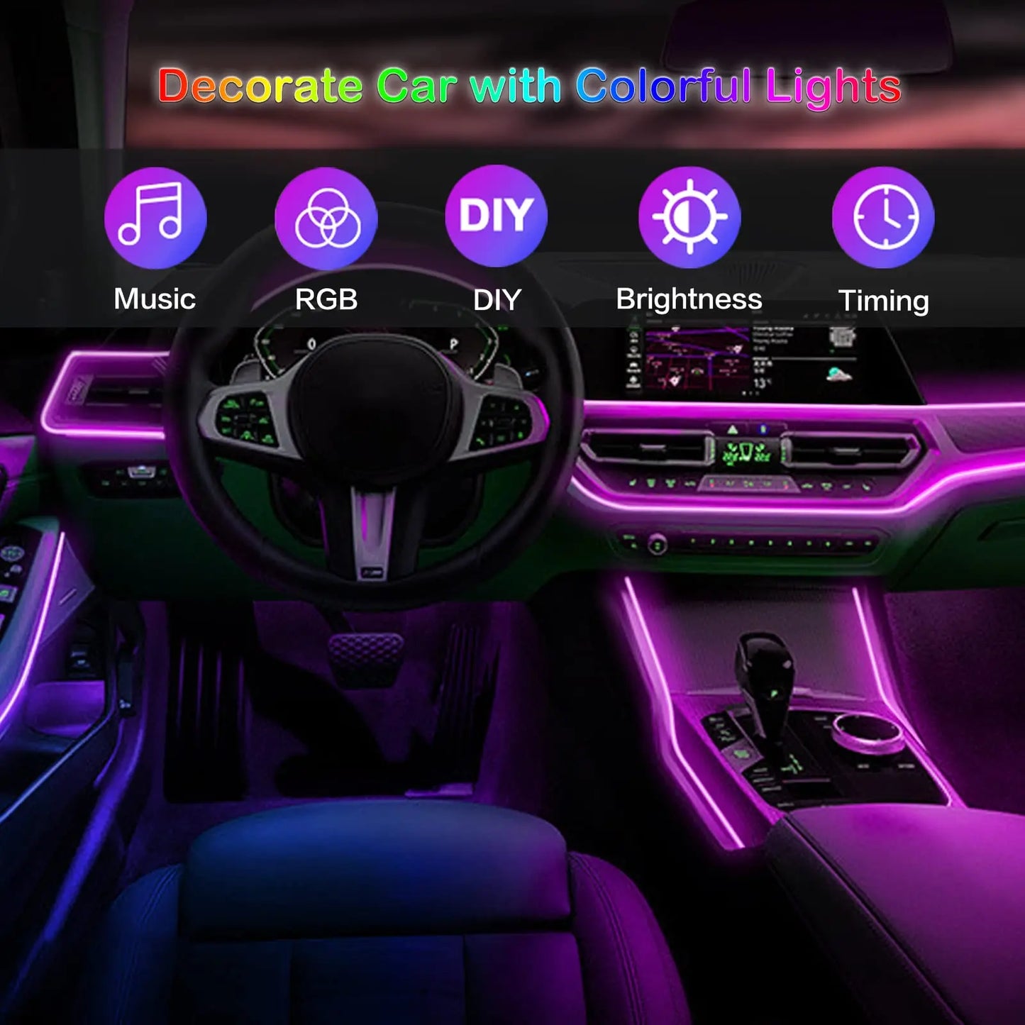 Kit d'éclairage d'ambiance LED pour intérieur de voiture